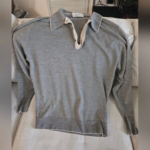 John Smedley Black and White Striped Sweater